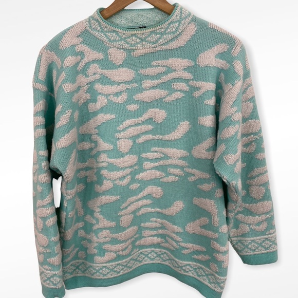 Vintage Jolie Icy Blue + White Lurex Sweater - Picture 6 of 6